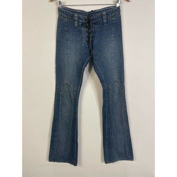 Mink Vox 2 Jeans Vintage RARE from Henry Duarte Y2K Lace Up Bootcut Low Rise - Picture 4 of 10
